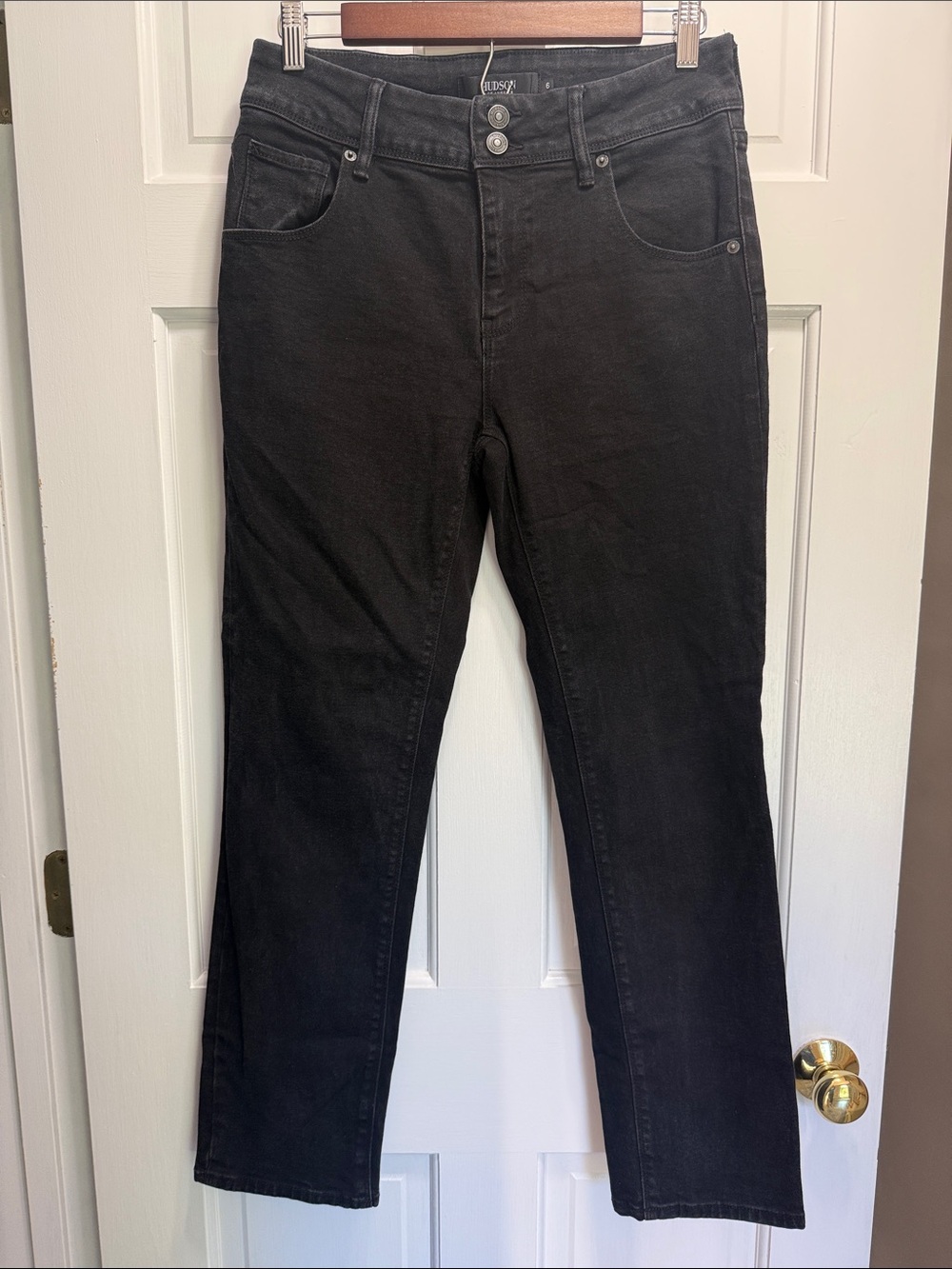 Hudson double button front black jeans